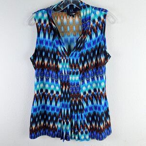 Vintage 90's East 5th Medium Women Sleeveless Blouse Boho Fairy Pleated y2k Blue